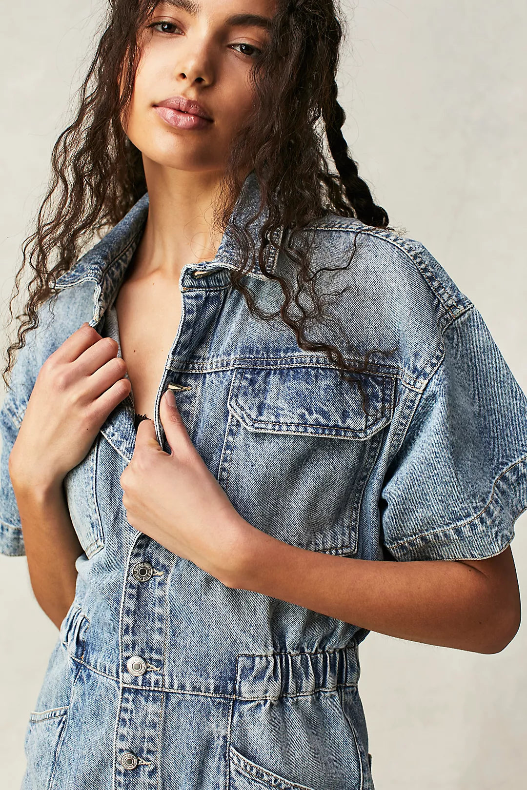 We The Free Marci Cuffed Shortall – A casual denim shortall with cuffed hems and a relaxed fit, offering a comfortable and stylish look, Marrakesh