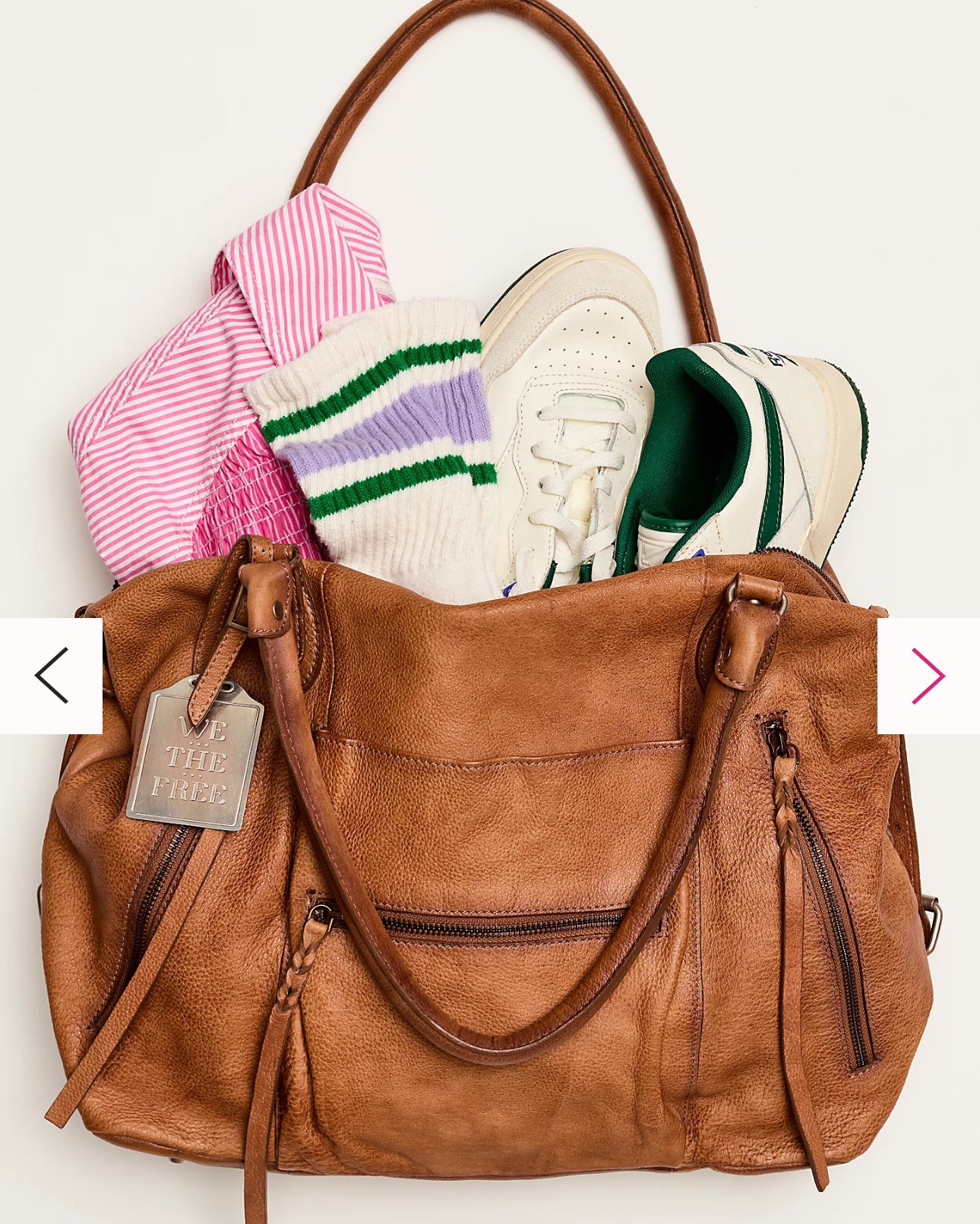 We the Free Emerson Tote Bag showcasing a spacious, simple design with sturdy handles, ideal for carrying essentials in style, Saddle