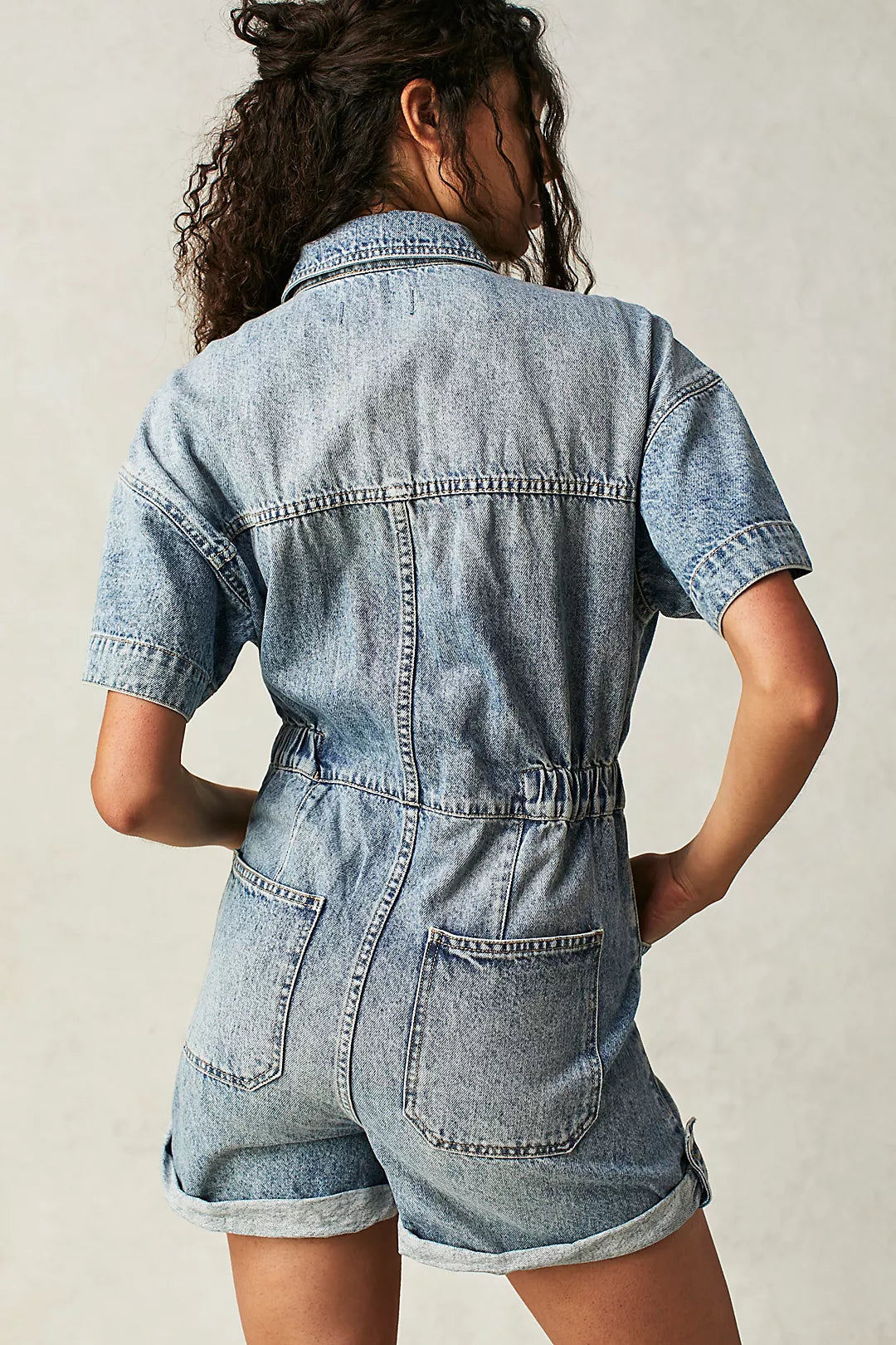 We The Free Marci Cuffed Shortall – A casual denim shortall with cuffed hems and a relaxed fit, offering a comfortable and stylish look, Marrakesh