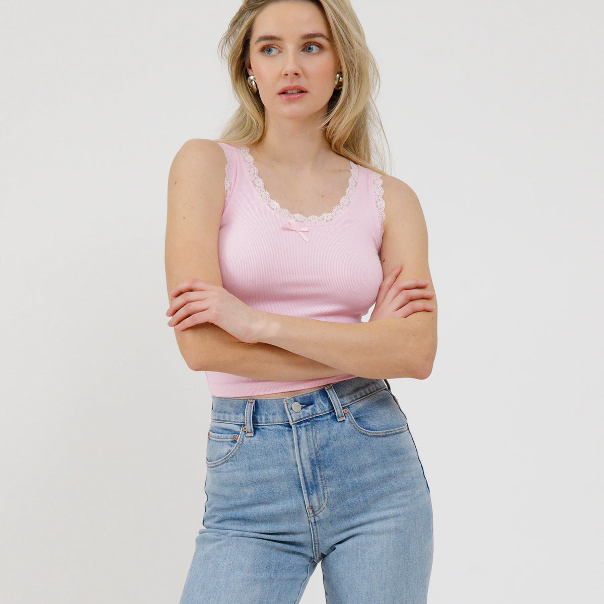 Ribbed Lace Tank Top – Bella Chic