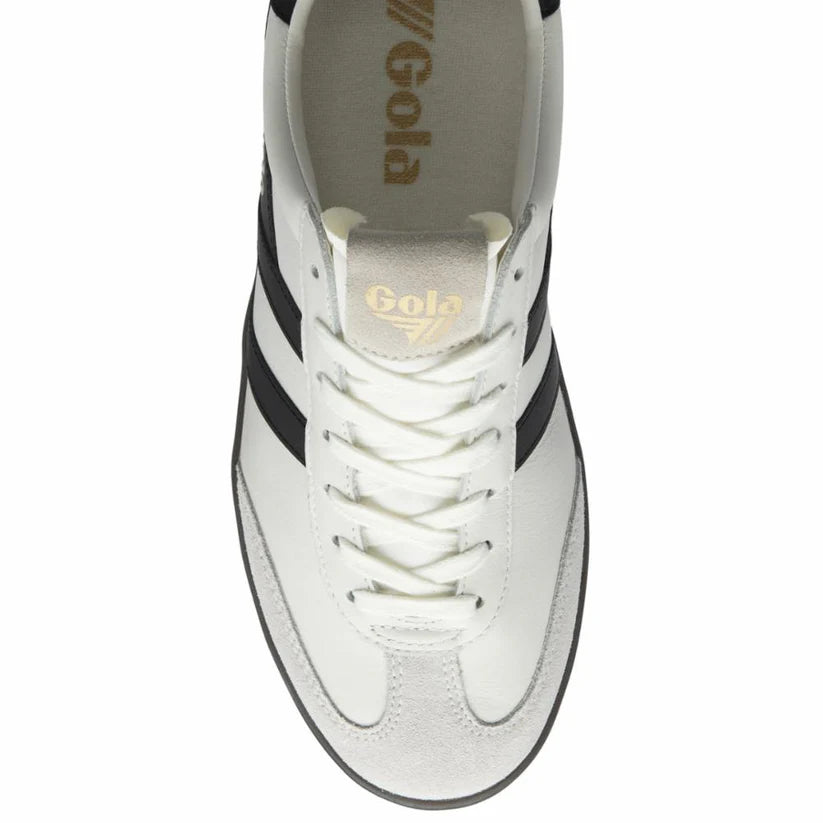 Gola Cyclone Leather Sneaker designed with durable rubber sole and sleek leather finish, Black/Off-White
