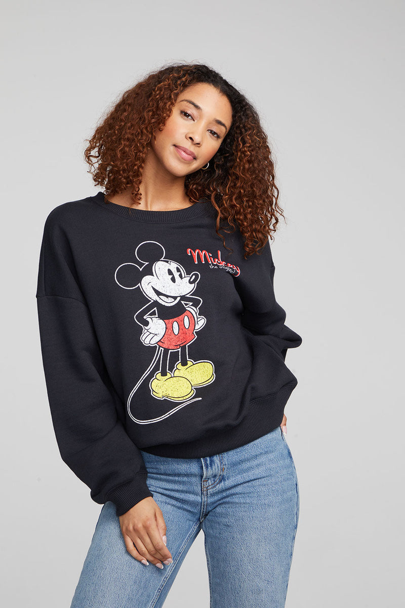 CALAQISYA MICKEY SWEATSHIRT IN BLACK XL, Women's Fashion, Tops