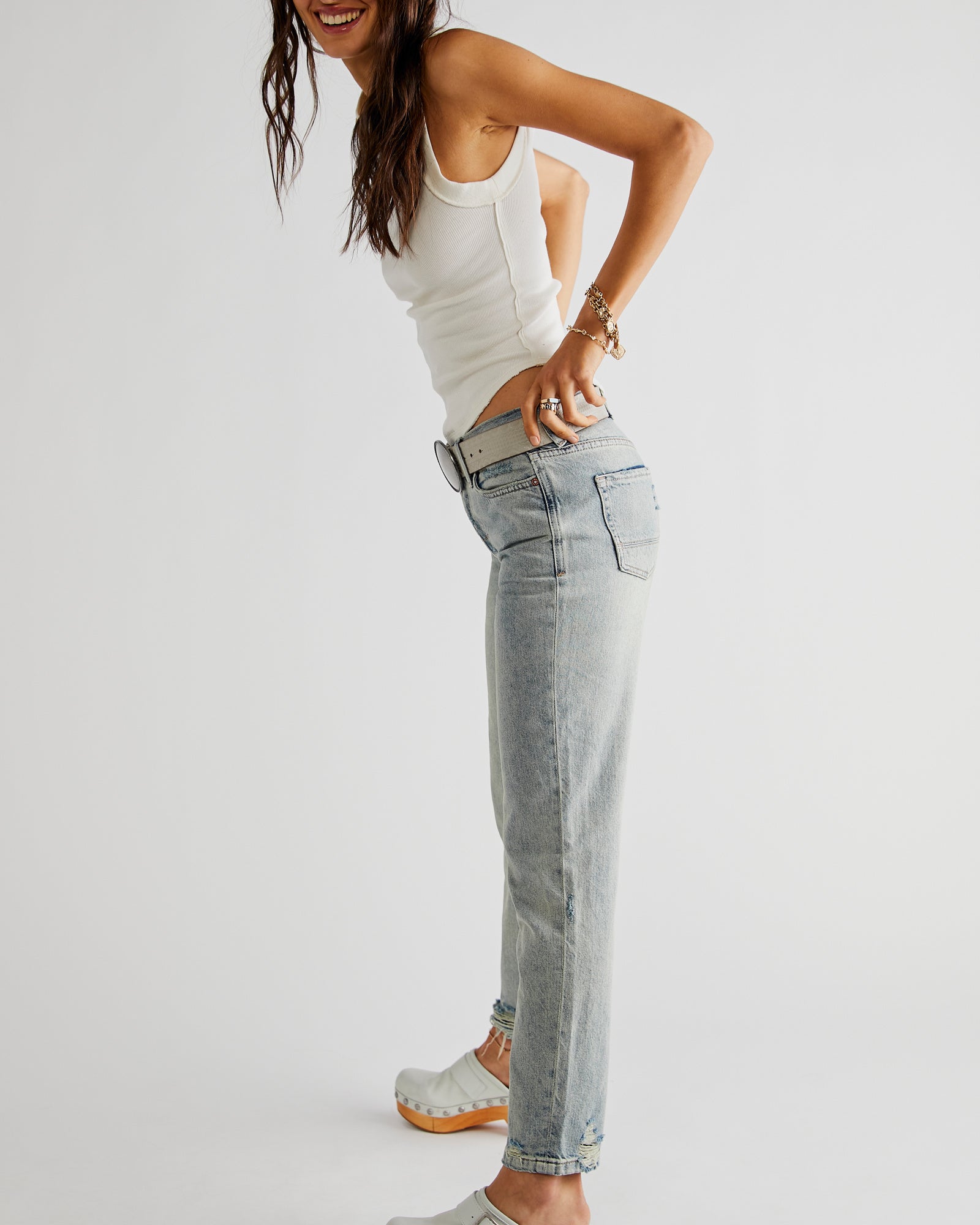 Free People Kate Tee made from soft fabric with a relaxed fit and a round neckline, Ivory