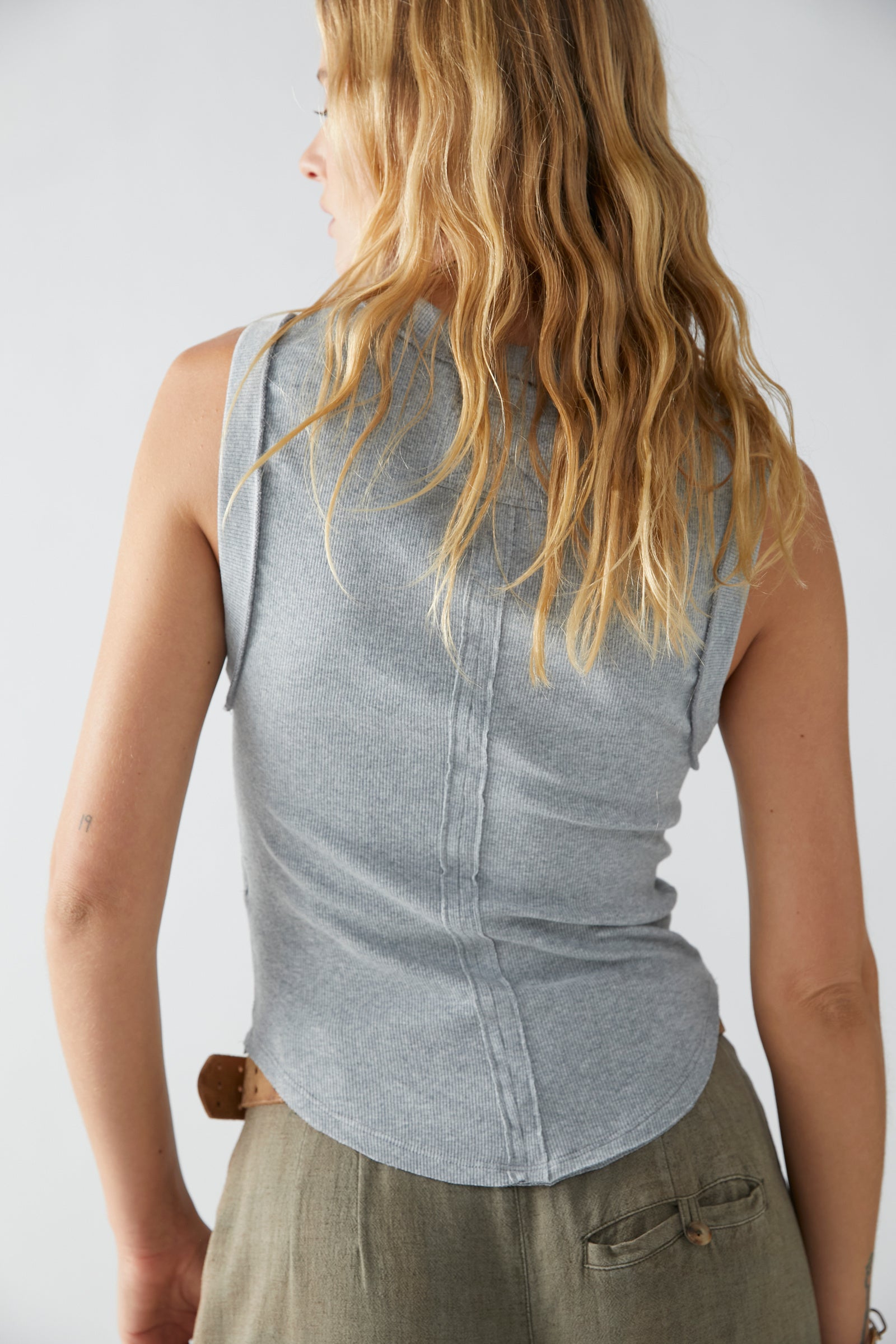 Free People Kate Tee made from soft fabric with a relaxed fit and a round neckline, Heather Grey
