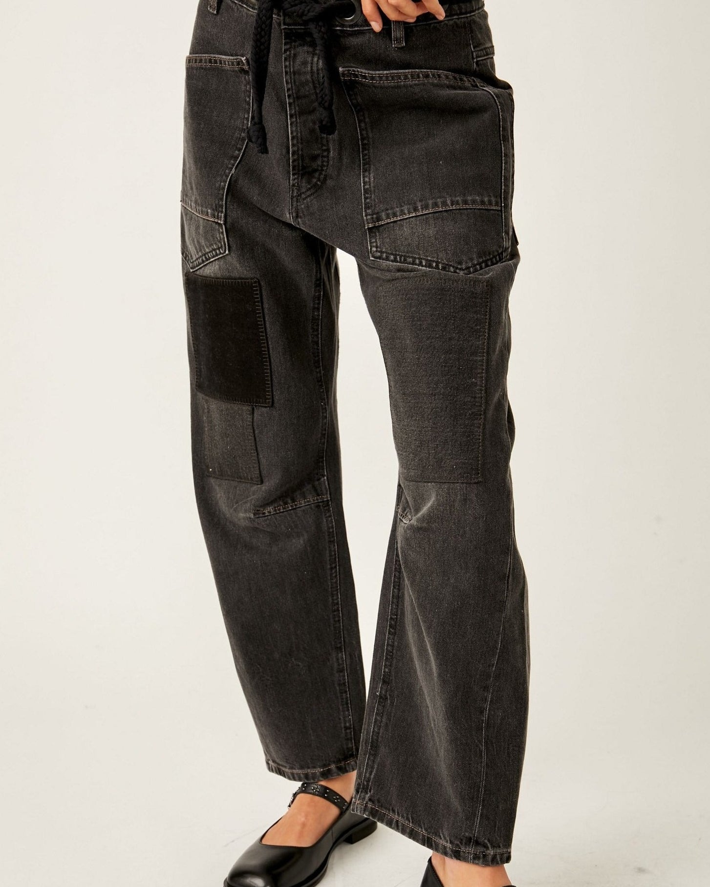 Free People Moxie Low Slung Pull-On Jeans – Low-rise, pull-on jeans with a relaxed fit, Nighthaw