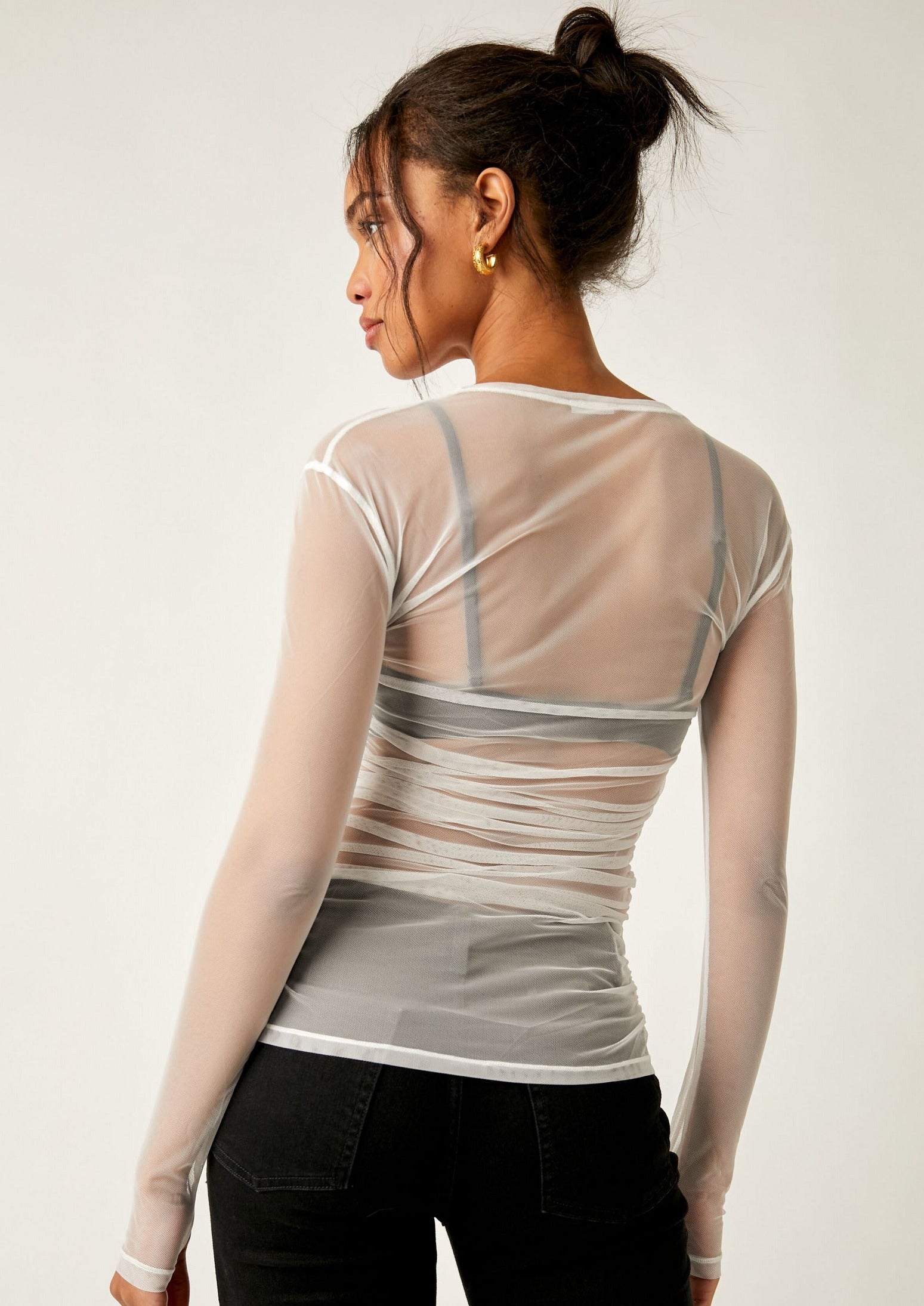 Free People Last Layer Long Sleeve – A fitted mesh long sleeve top with a scoop neckline, offering a lightweight, breathable layer for a stylish and comfortable look, Ivory