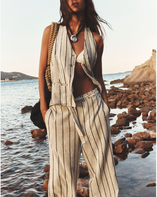 Free People Take Me to Paris Set featuring a matching top and bottoms with a relaxed, chic fit and soft, lightweight fabric, Rocky Stripe