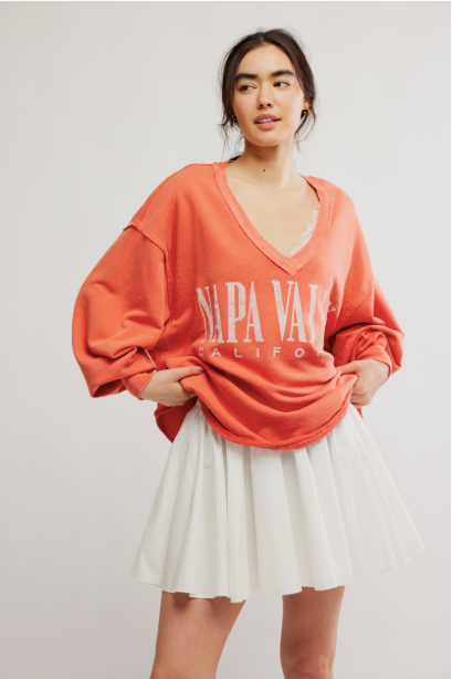 We The Free Venice V Neck Graphic Tee featuring a relaxed fit, vintage-inspired graphic design, and a V-neckline, Rose Sienna Combo