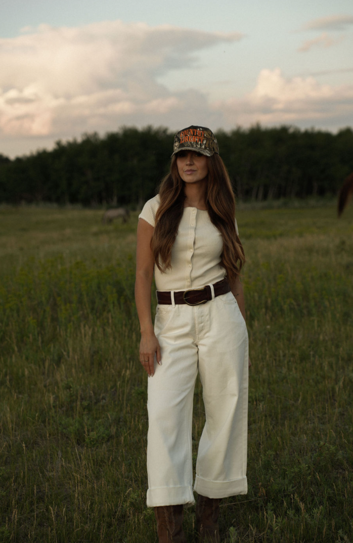 Z Supply Lou Denim Pant, featuring a relaxed fit, high-rise waist, soft stretch denim fabric, and casual straight-leg silhouette, Off White