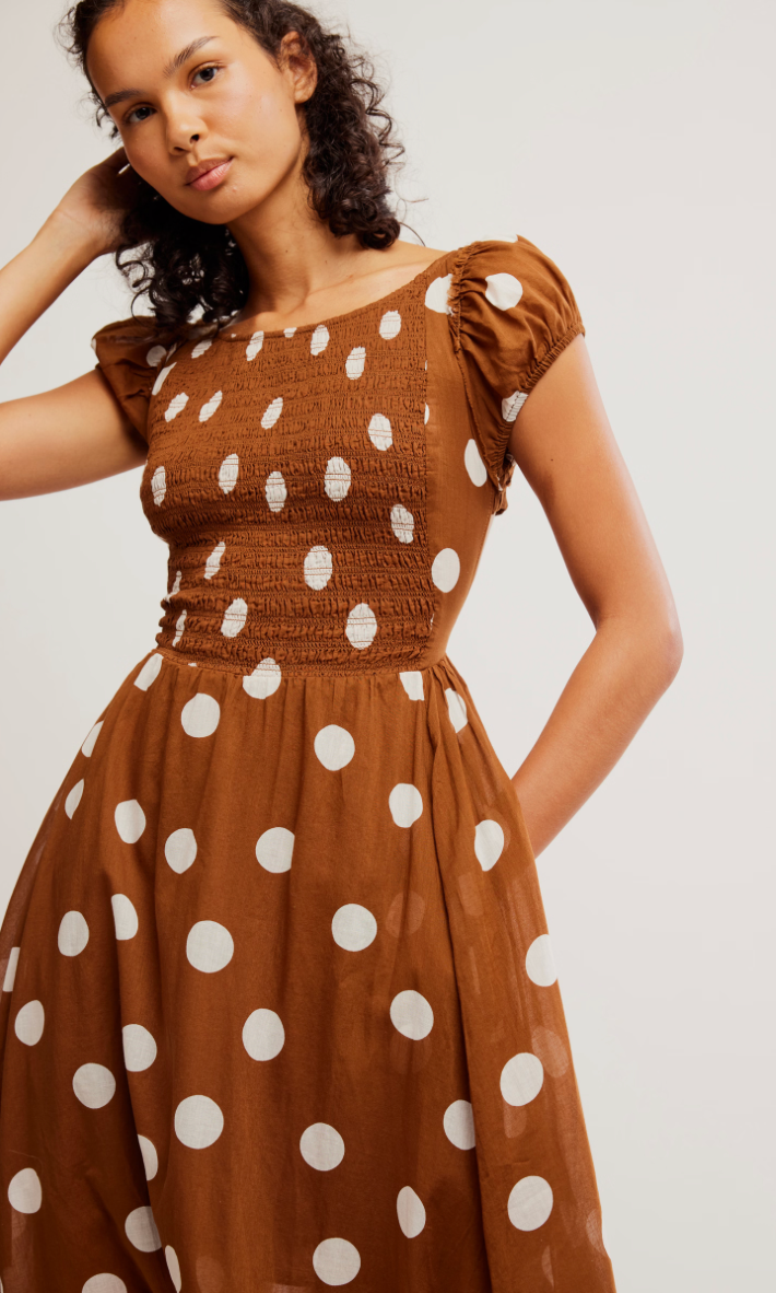 Free People Ultraviolet Dress, featuring a flowy silhouette and a relaxed, bohemian style in Oak combo