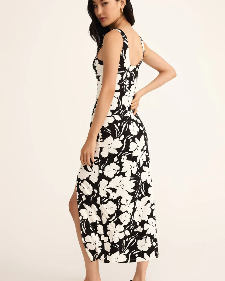 Z Supply Valencia La Plage Midi Dress with lightweight fabric, relaxed fit, and midi length for breezy, beach-inspired style Black