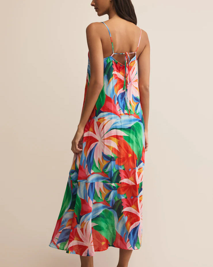 Z Supply Coast Villa Floral Midi Dress with floral print, lightweight feel, and relaxed midi silhouette for warm-weather style, Multi