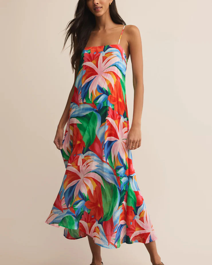 Z Supply Coast Villa Floral Midi Dress with floral print, lightweight feel, and relaxed midi silhouette for warm-weather style, Multi