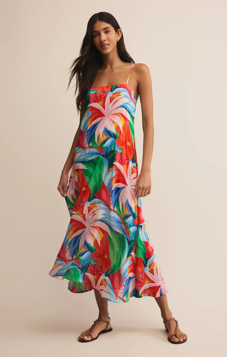 Z Supply Coast Villa Floral Midi Dress with floral print, lightweight feel, and relaxed midi silhouette for warm-weather style, Multi