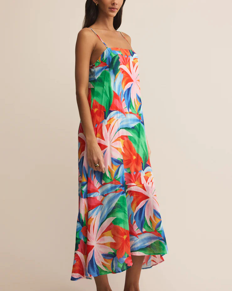 Z Supply Coast Villa Floral Midi Dress with floral print, lightweight feel, and relaxed midi silhouette for warm-weather style, Multi