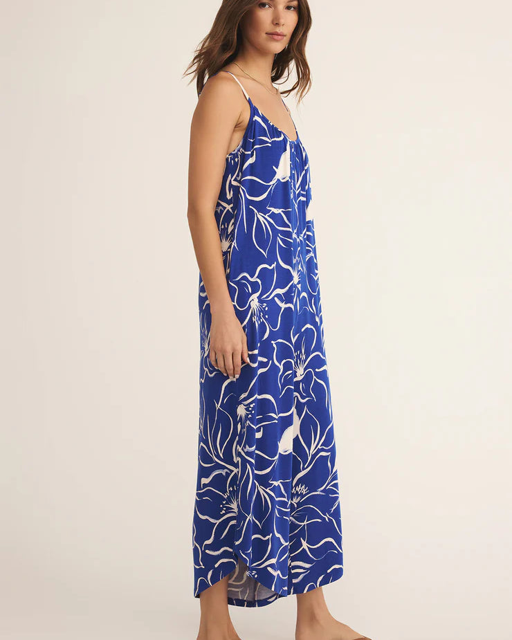 Z Supply Toluca Cala Jumpsuit with scoop neck, adjustable straps, cropped flared legs, side pockets, and soft rayon-spandex jersey, Oceanside