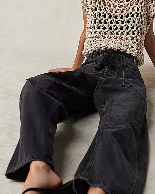 Free People Moxie Low Slung Pull-On Jeans – Low-rise, pull-on jeans with a relaxed fit, Nighthawk