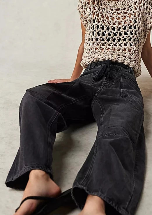 Free People Moxie Low Slung Pull-On Jeans – Low-rise, pull-on jeans with a relaxed fit, Nighthawk