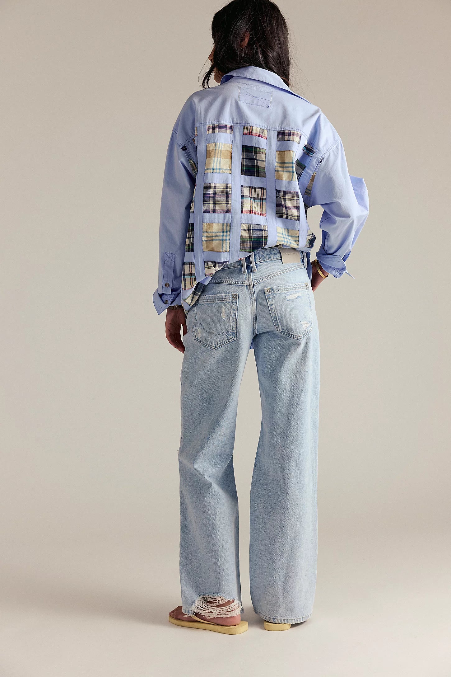 Free People Tennessee Low Rise Boyfriend Jeans with a relaxed, slouchy fit, distressed detailing, and vintage-inspired wash, Indigo Run