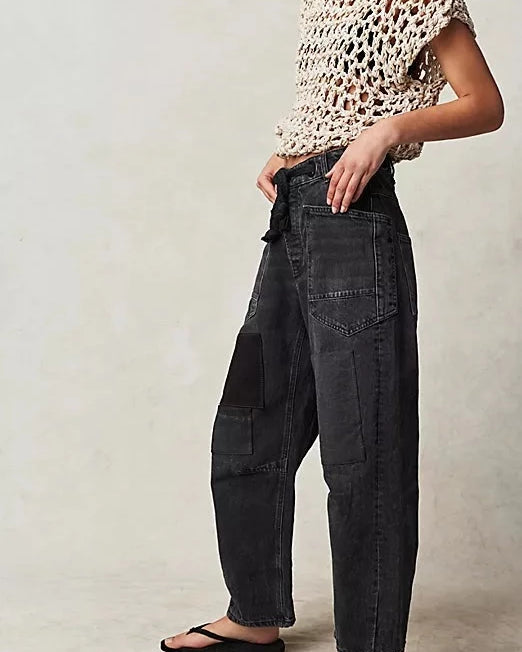 Free People Moxie Low Slung Pull-On Jeans – Low-rise, pull-on jeans with a relaxed fit, Nighthawk