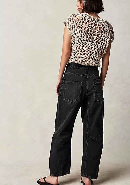 Free People Moxie Low Slung Pull-On Jeans – Low-rise, pull-on jeans with a relaxed fit, Nighthawk