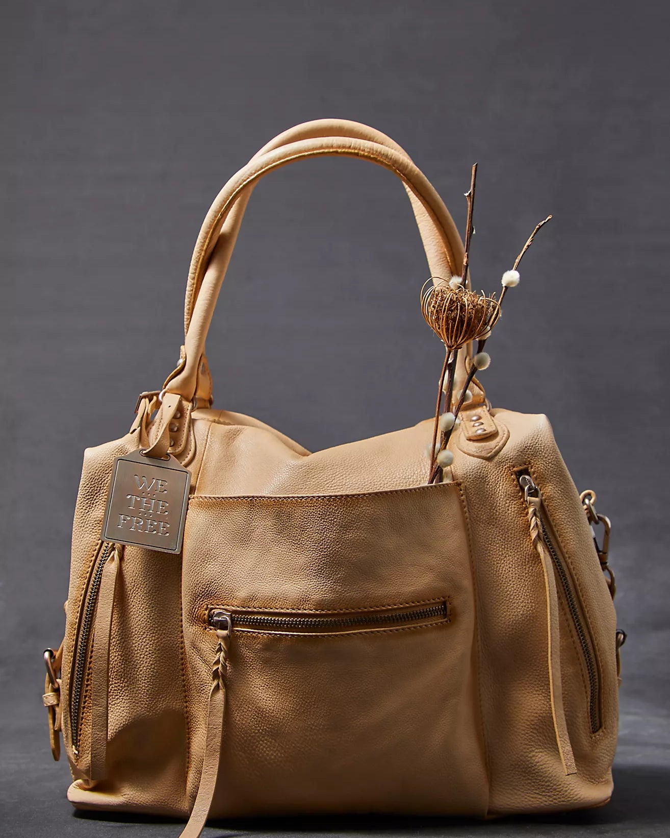 We the Free Emerson Tote Bag showcasing a spacious, simple design with sturdy handles, ideal for carrying essentials in style, Italian Straw