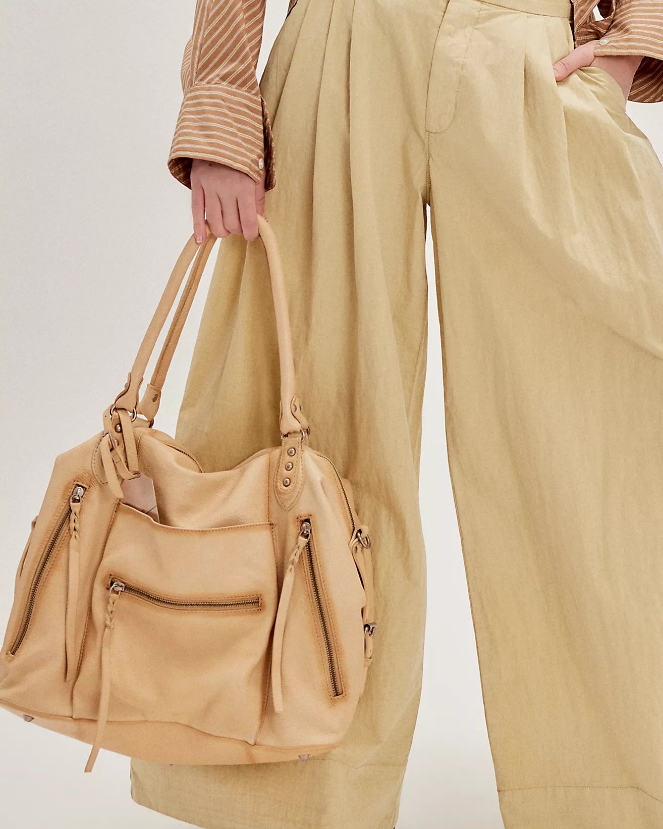 We the Free Emerson Tote Bag showcasing a spacious, simple design with sturdy handles, ideal for carrying essentials in style, Italian Straw