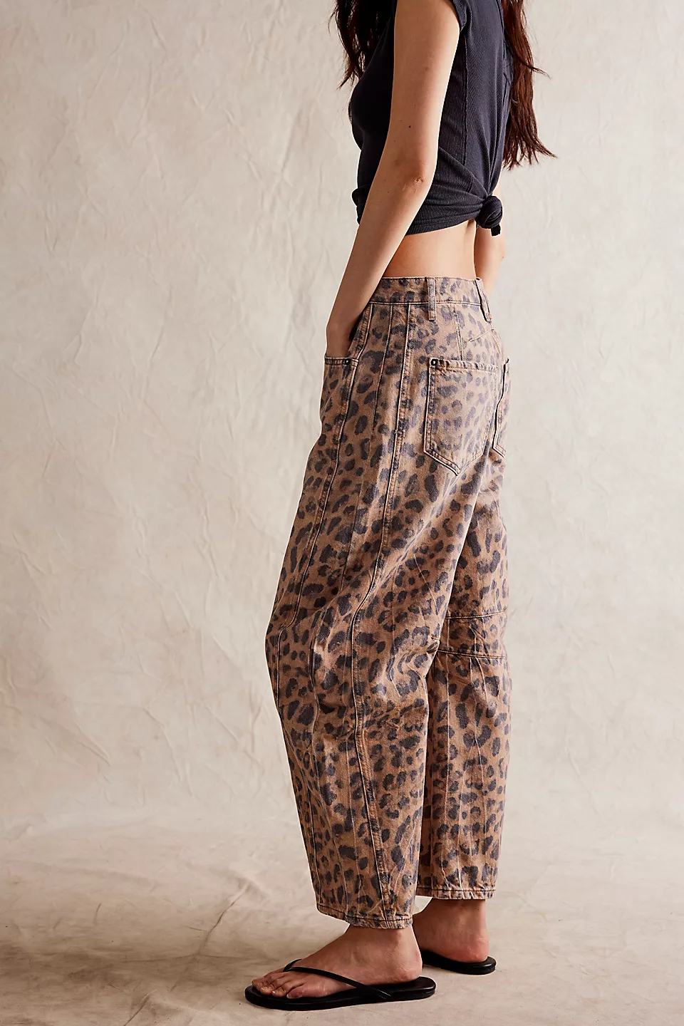 Free People Good Luck Printed Barrel featuring a relaxed, wide-leg design with a playful, all-over print. These pants offer a comfortable, mid-rise fit and a slight cropped length, perfect for adding a fun, boho-inspired touch to casual or laid-back outfits, Brown Sugar Combo