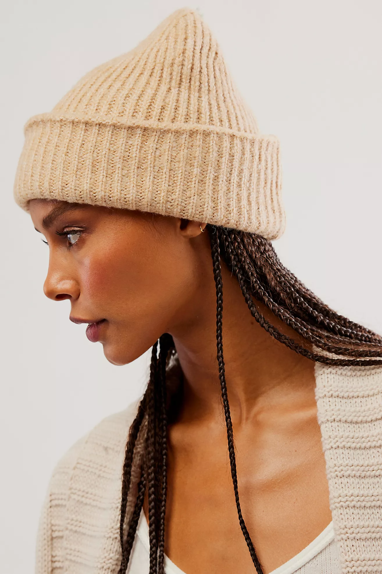 Free People Harbor Marled Ribbed Beanie – A cozy, ribbed knit beanie with a marled pattern, offering warmth and a stylish, casual look, Camel