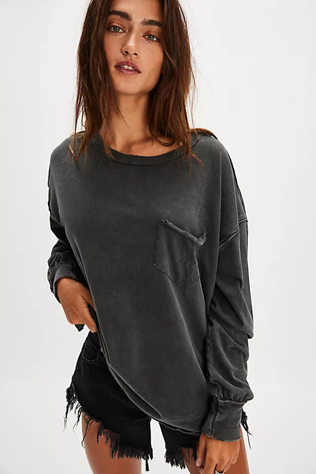 We The Free Fade Into You Tee with a slightly oversized design, crew neckline, and faded fabric for an effortless, laid-back style, Gun Metal