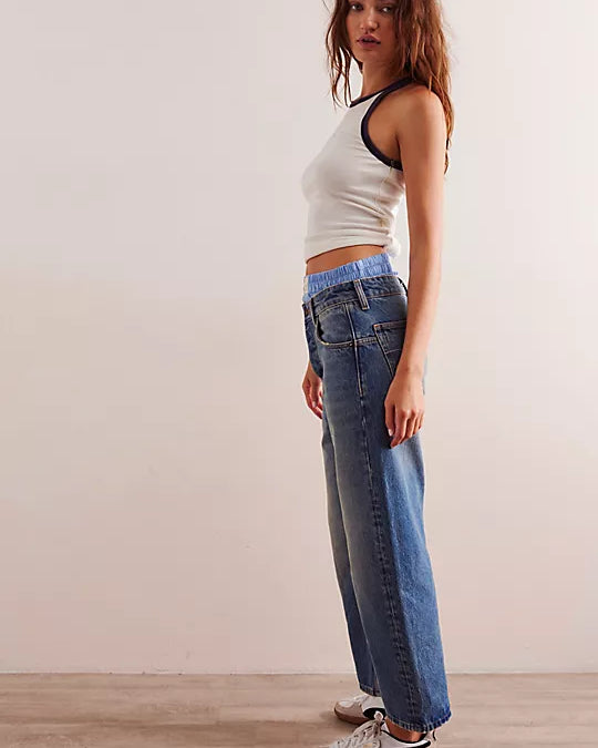 We The Free Deep Trance Dropped Boyfriend Jeans with a relaxed, oversized fit, distressed detailing, and a slightly tapered leg, From Beyond