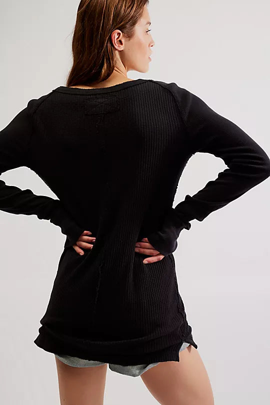 Care FP Honey B Crew Neck sweater made from soft, cozy fabric with a relaxed fit. This long-sleeve top features a classic crew neckline and ribbed detailing, offering a comfortable, casual style that's perfect for layering or wearing on its own, Black
