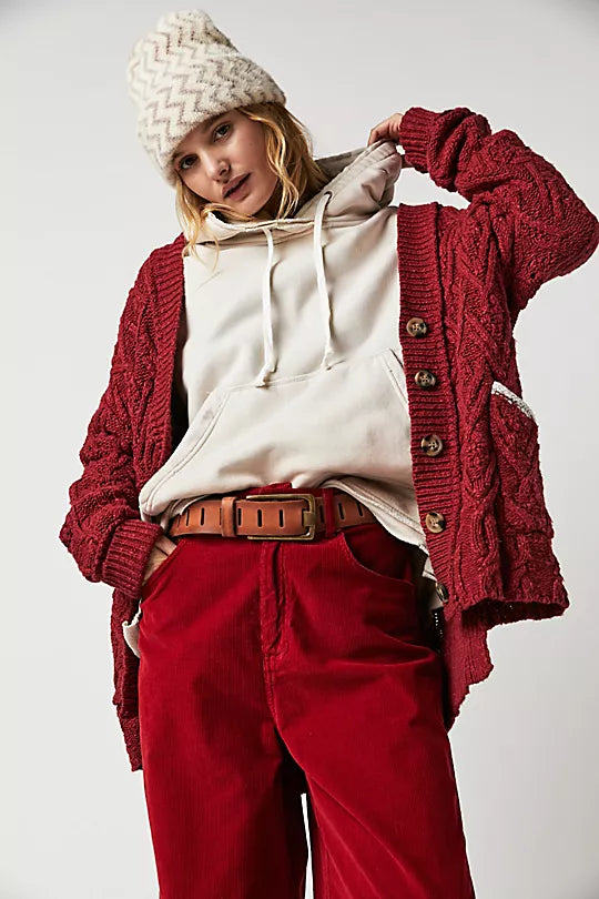 We The Free Jona Belt – A stylish leather belt featuring a distressed finish and an adjustable buckle for a rugged, vintage-inspired look, Terracotta