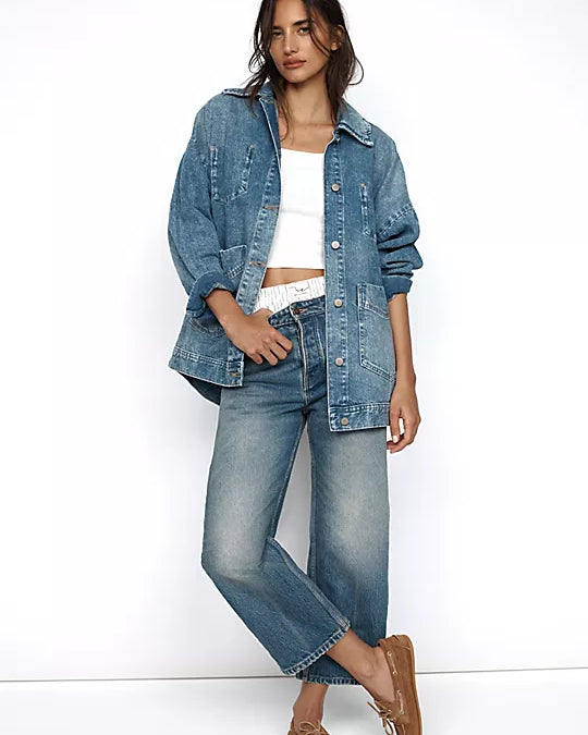 We The Free Deep Trance Dropped Boyfriend Jeans with a relaxed, oversized fit, distressed detailing, and a slightly tapered leg, From Beyond