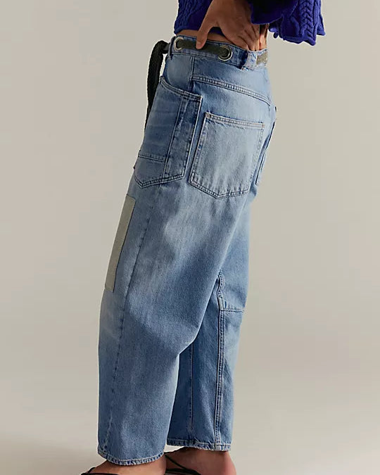 Free People Moxie Low Slung Pull-On Jeans – Low-rise, pull-on jeans with a relaxed fit, Truest Blue