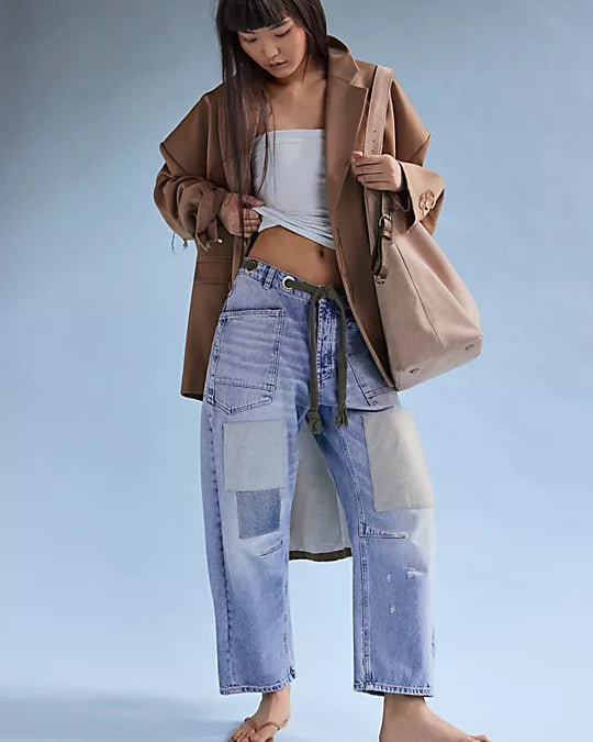 Free People Moxie Low Slung Pull-On Jeans – Low-rise, pull-on jeans with a relaxed fit, Truest Blue