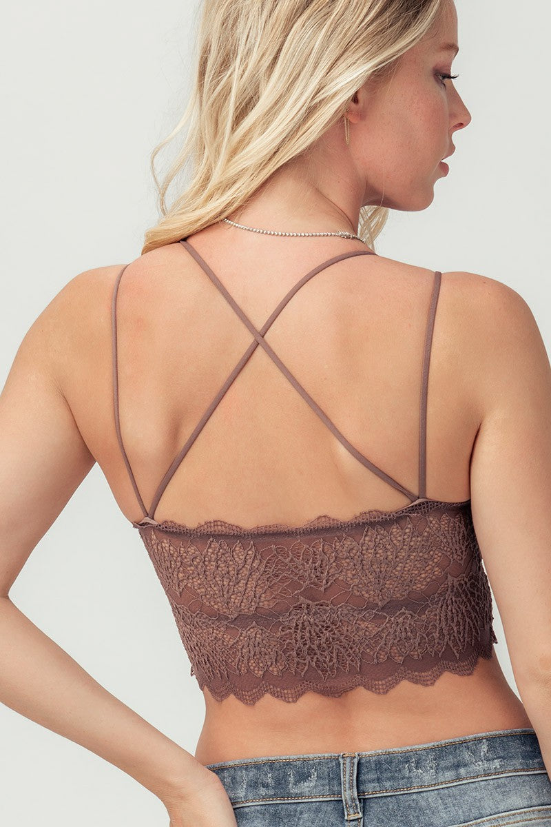 Bralette - Double Strap Scalloped Lace - Mustard - Small Medium Large