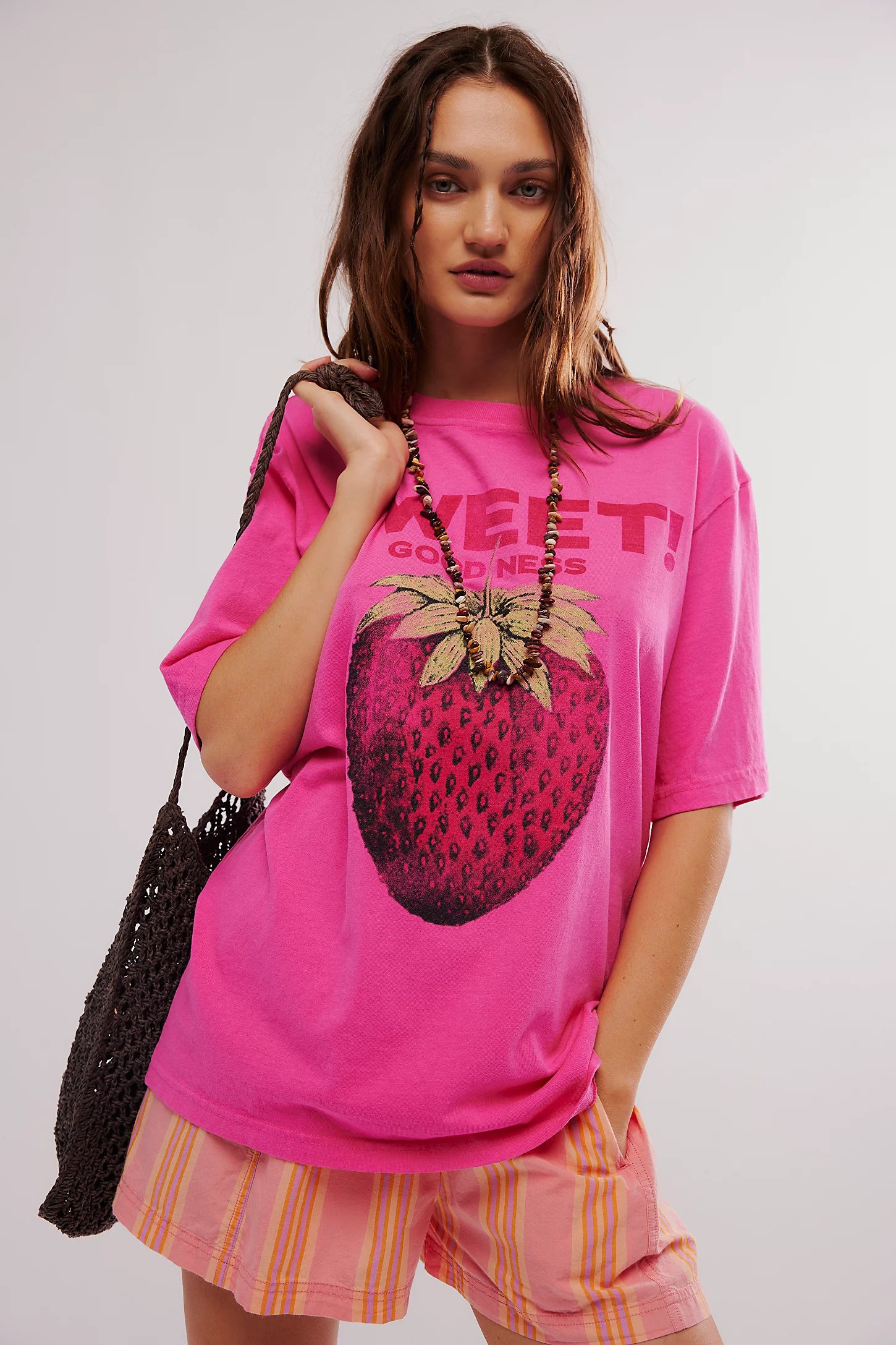 Harvest Vintage Wash Tee featuring a soft, worn-in fabric, classic crew neckline, and relaxed fit for a comfortable, casual look, Strawberry