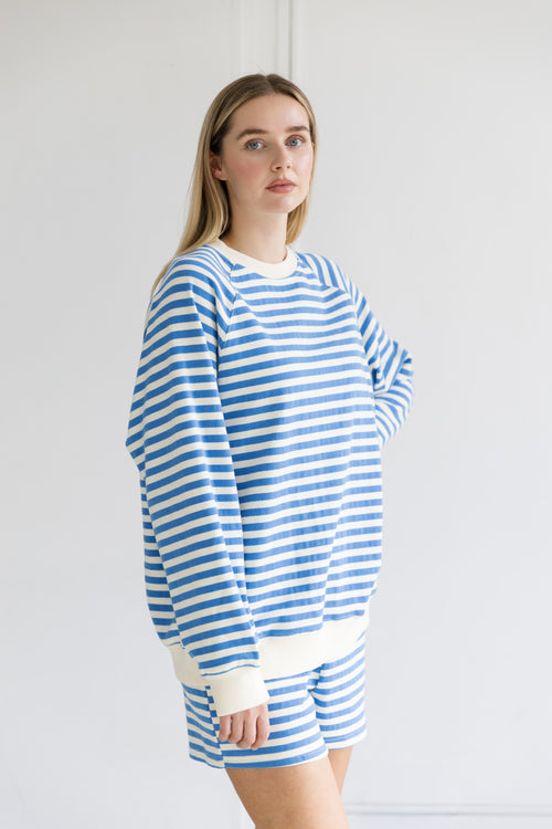 Striped Crew | Blue w/ Cream