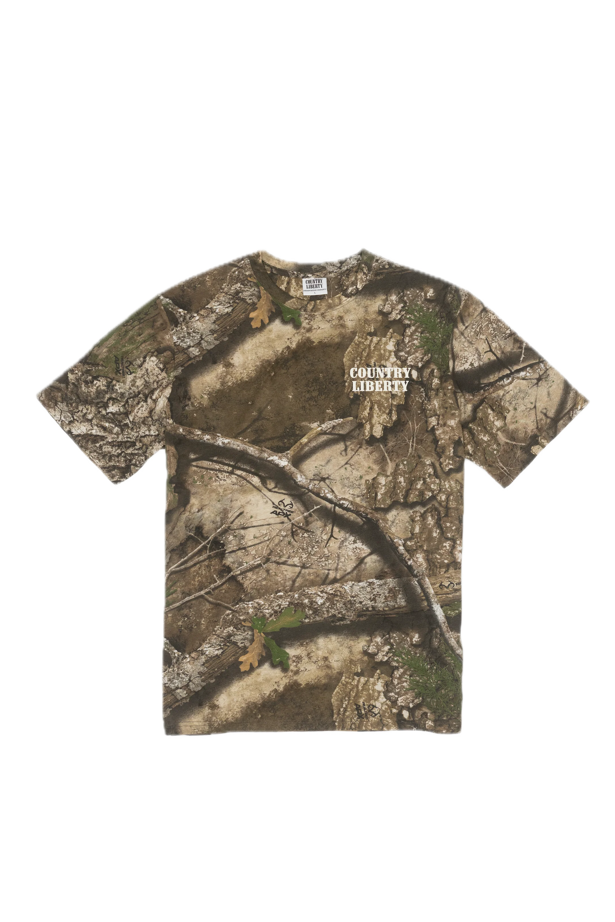 Country Liberty Realtree Tee featuring classic camo pattern and short sleeves
