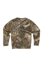 Country Liberty Realtree crewneck sweatshirt with allover camo print and relaxed fit