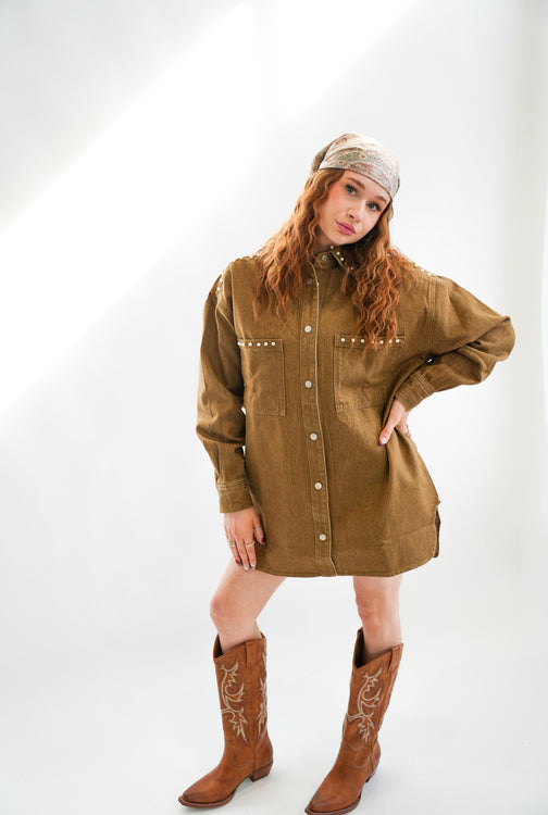 Shania Jacket With Pearls | Khaki