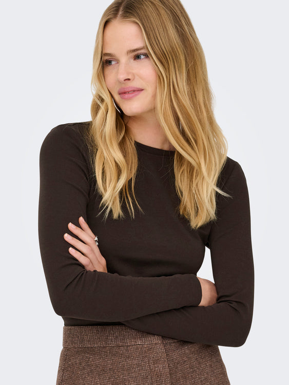 Riley Essential Long Sleeve Top | Black Coffee