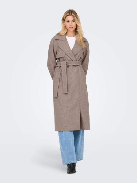 Laura Belted Long Coat | Simply Taupe Melange