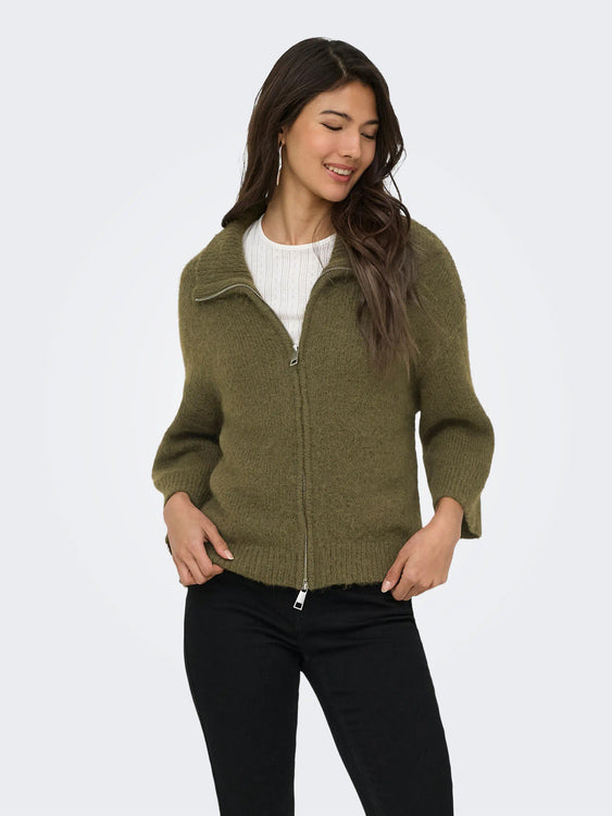 Maggie Zip-Up Cardigan | Beech Melange