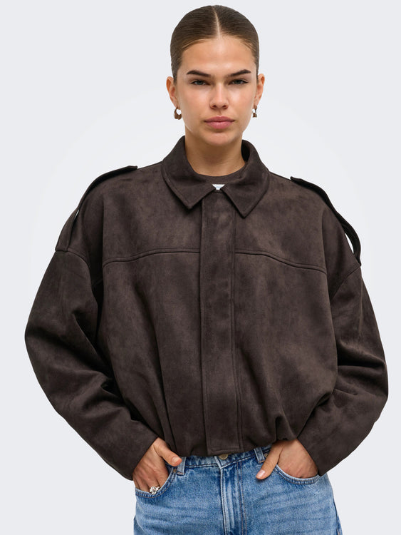 Moonstina Faux Suede Bomber | Chocolate Torte