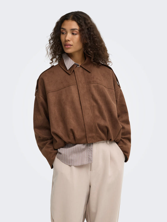 Moonstina Faux Suede Bomber | Soft Silt