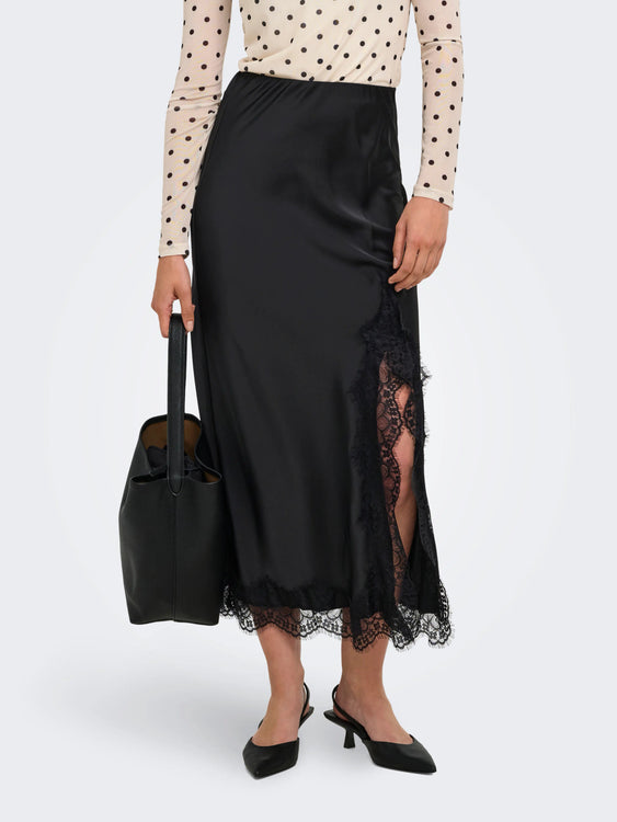 Menus Lace Midi Skirt | Black