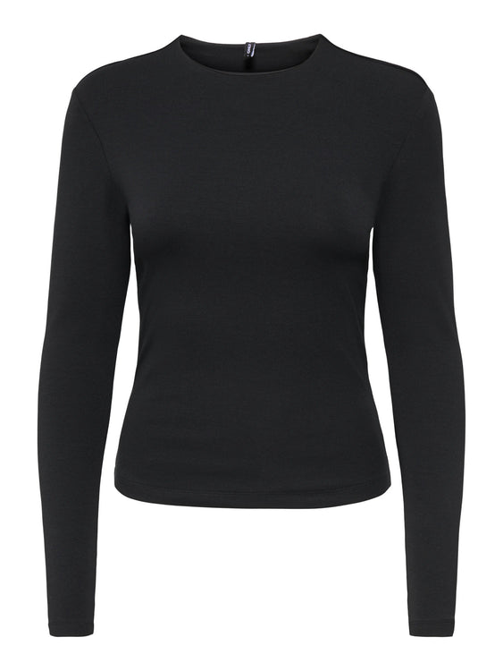 Riley Ribbed Long Sleeve Top | Black