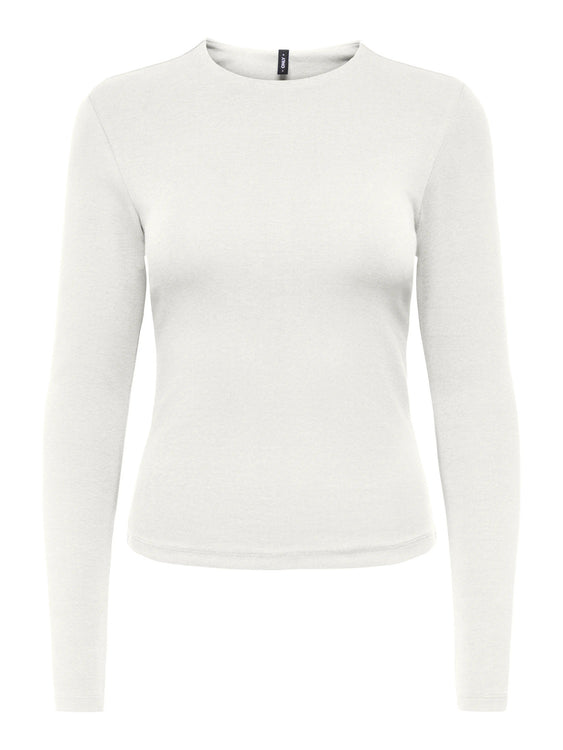 Riley Ribbed Long Sleeve Top | Cloud Dancer